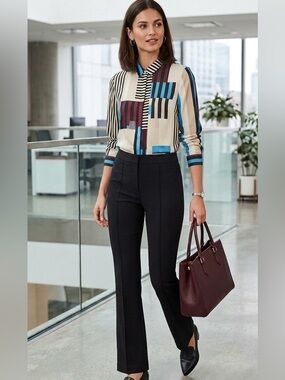 H&M Black Jersey Straight-Leg Dress Pants